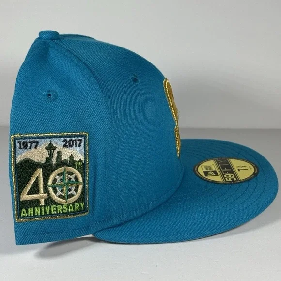 Seattle Mariners‎ New Era 59FIFTY Fitted Hat 7 3/8 Teal 40th Anniversary Patch